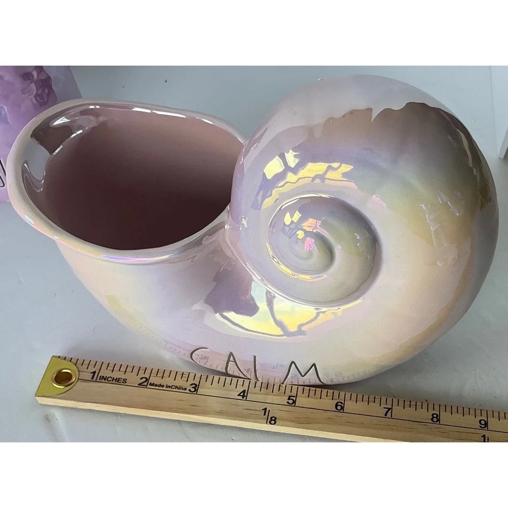 Rae Dunn Mermaid Tail Shell Planter Set Iridescent Sun Kissed Calm Coastal Decor